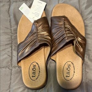 Taos Footwear Bronze Slide Sandals